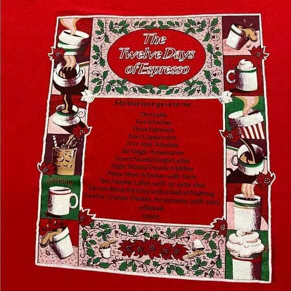 Vintage 1993 Twelve Days of Espresso Christmas Tee - Picture 7 of 8